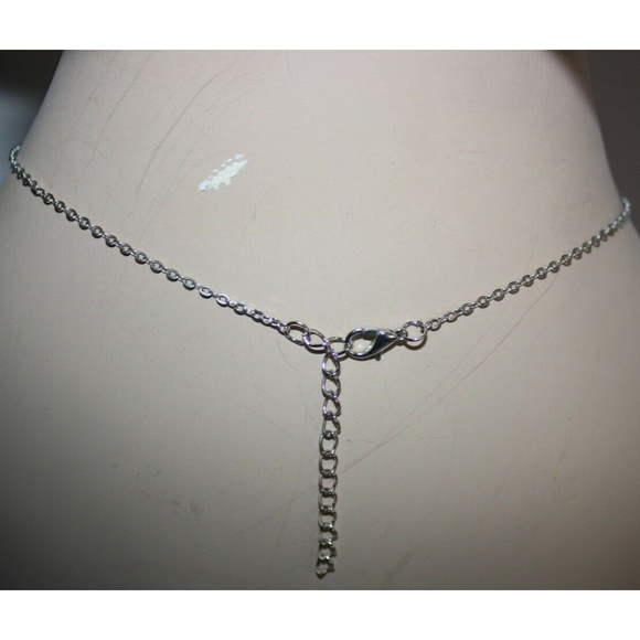 Sliver Plated Zirconia Necklace Double Heart Women's Dangle Jewelry New - Picture 4 of 4